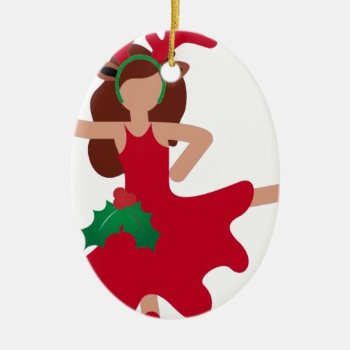 xmas flamenco dancer emoji ceramic ornament