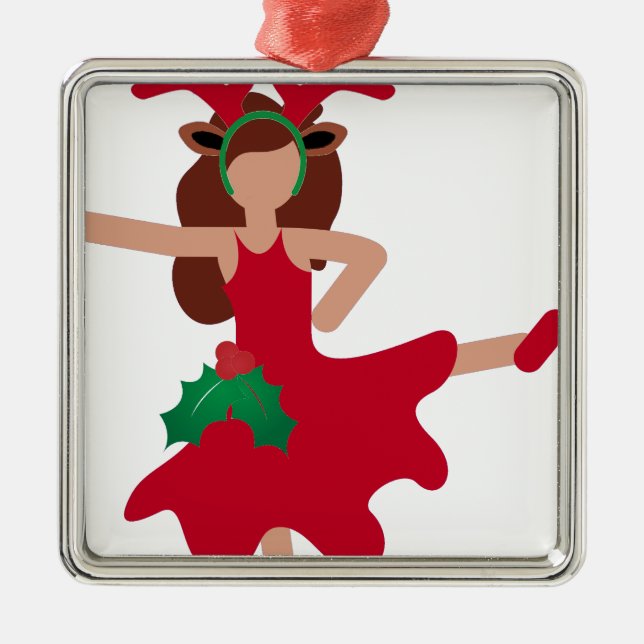 xmas flamenco dancer emoji metal ornament (Front)