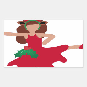 xmas flamenco dancer emoji rectangular sticker