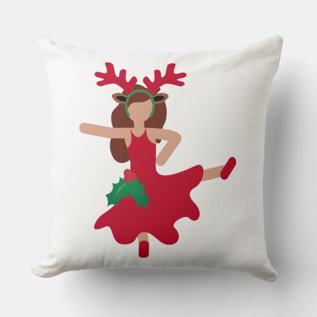 xmas flamenco dancer emoji throw pillow (Front)