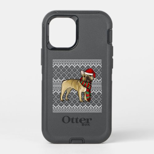 Xmas French Bulldog Santa Claus Hat Ugly Christmas OtterBox Defender iPhone 12 Mini Case