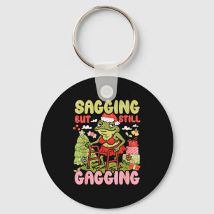Xmas Funny Frog Meme Christmas Sagging But Still G Keychain