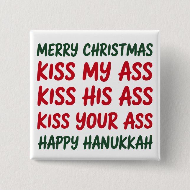 Xmas Funny Merry Christmas Sarcastic Rude Button (Front)