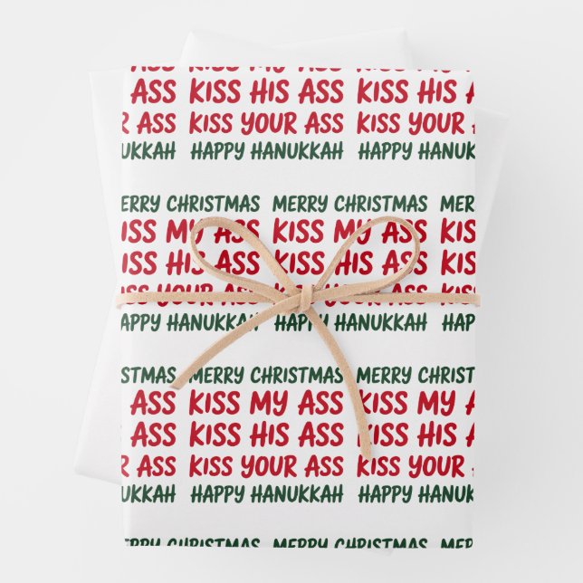 Xmas Funny Merry Christmas Sarcastic Rude Wrapping Paper Sheets (In situ)