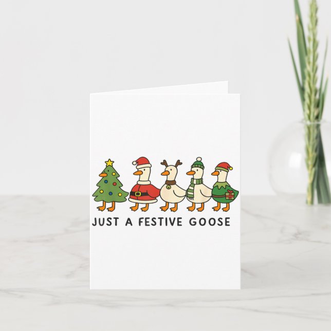 Xmas Funny Silly Goose Christmas Pjs Just A Festiv Card (Front)