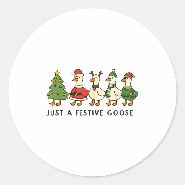 Xmas Funny Silly Goose Christmas Pjs Just A Festiv Classic Round Sticker (Front)