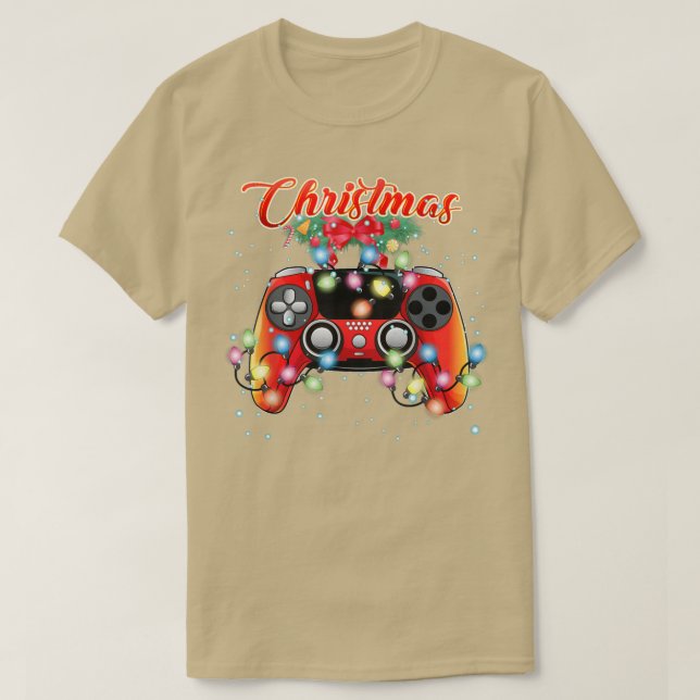 Xmas Gamer, ideo Game Cosole Christmas Lights T-Sh T-Shirt (Design Front)
