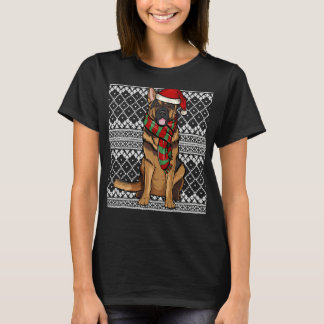 Xmas German Shepherd Santa Claus Hat T-Shirt