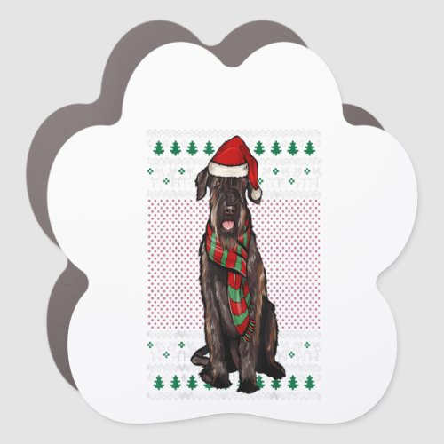 Xmas Giant Schnauzer Dog Santa Hat Ugly Christmas Car Magnet