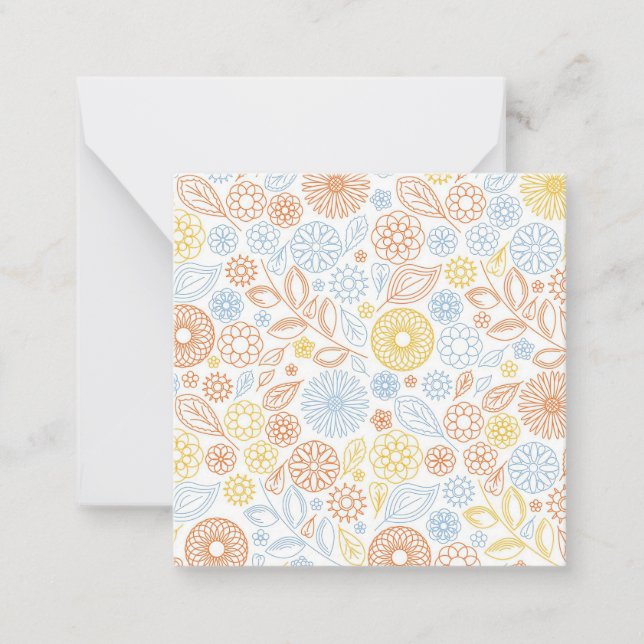 Xmas Gift Abstract Flowers On White Note Card (Front)