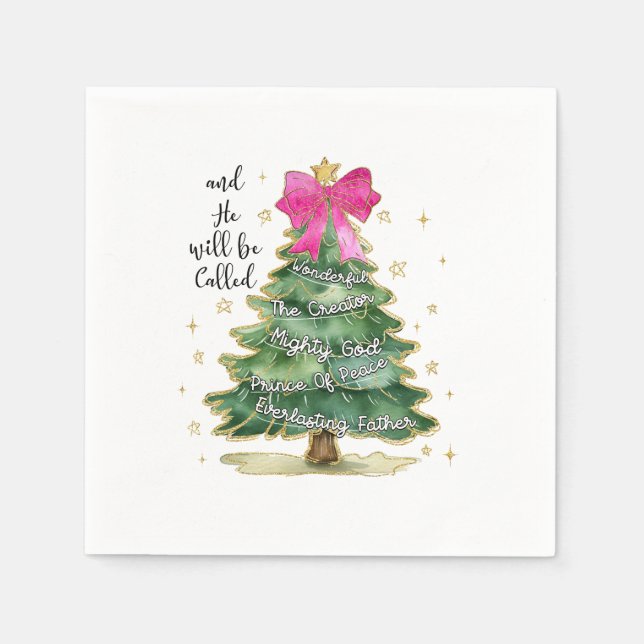 Xmas Gift And He Will Be Called Merry Christmas Napkins (Front)