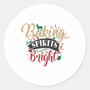 Xmas Gift Baking Spirits Bright Classic Round Sticker