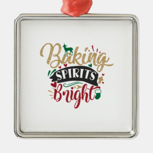 Xmas Gift Baking Spirits Bright Metal Ornament