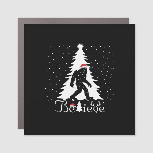 Xmas Gift Believe Christmas Tree Car Magnet (Front)