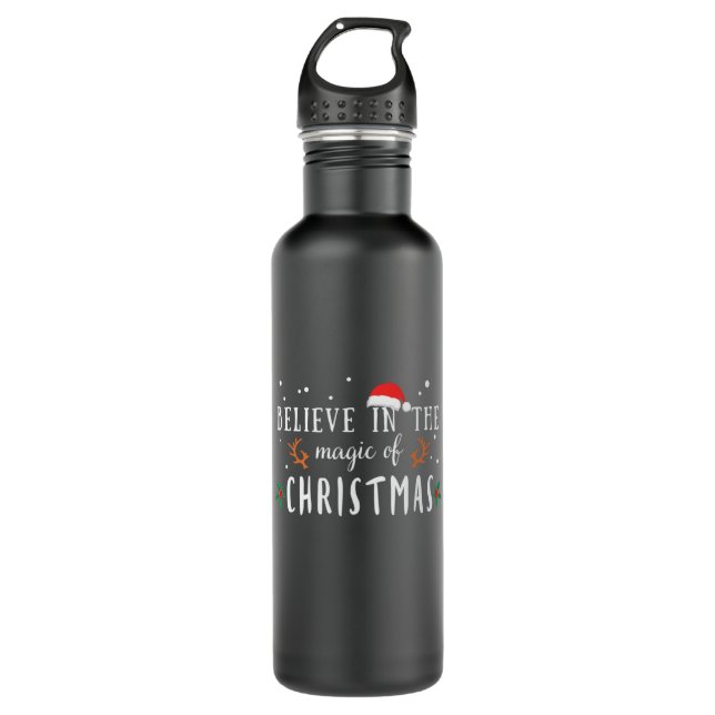 Xmas Gift Believe In The Magic Of Christmas Stainless Steel Water Bottle (Front)