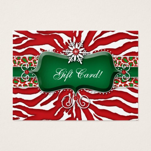 Xmas Gift Card Zebra Leopard Snowflake Business Card Template