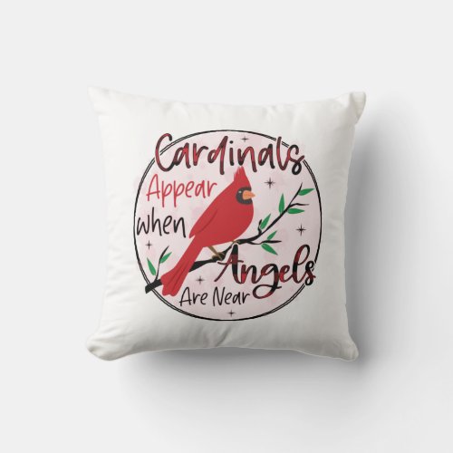 Xmas Gift Cardinals Appear When Angels Are Near Throw Pillow