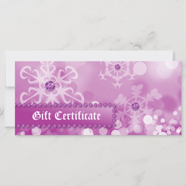 Xmas Gift Certificates Spa Pink Snow Jewelry (Front)