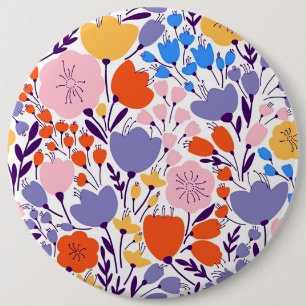Xmas Gift Colorful And Bright Floral Button
