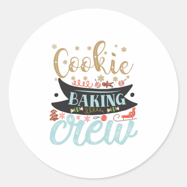 Xmas Gift | Cookie Baking Crew Classic Round Sticker (Front)