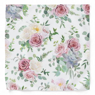 Xmas Gift Creamy White Antique Rose Bandana