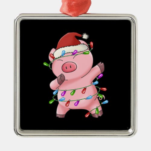 Xmas Gift Dabbing Pig Christmas Metal Ornament