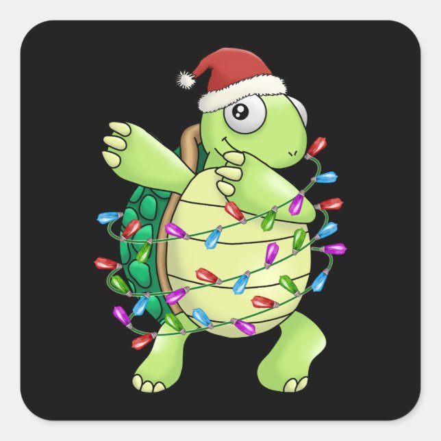 Xmas Gift Dabbing Turtle Christmas Square Sticker (Front)