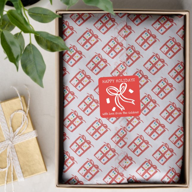 Xmas Gift Doodle CHRISTMAS Holiday Red White  Tissue Paper (Xmas Gift Doodle CHRISTMAS Holiday Red White Hand-drawn Tissue Paper
)