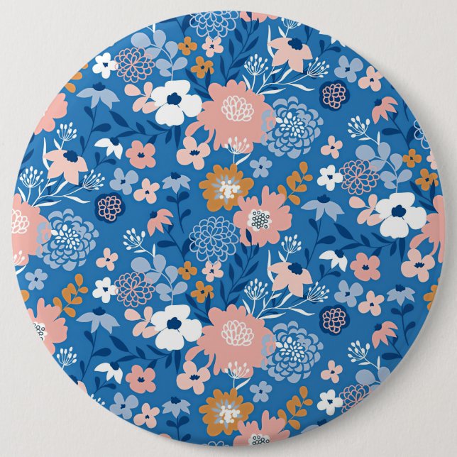 Xmas Gift Fabric Design With Simple Flowers Button (Front)