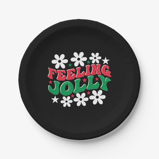 Xmas Gift Feeling Jolly Paper Plates (Front)