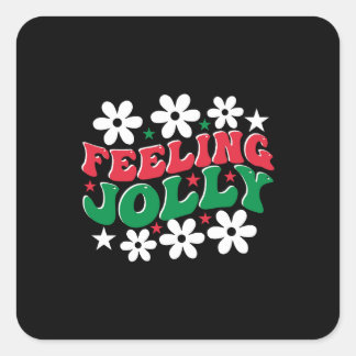 Xmas Gift Feeling Jolly Square Sticker