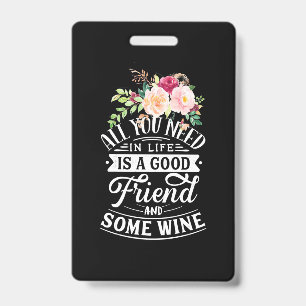 Xmas Gift Good Friend And Some Wine Badge
