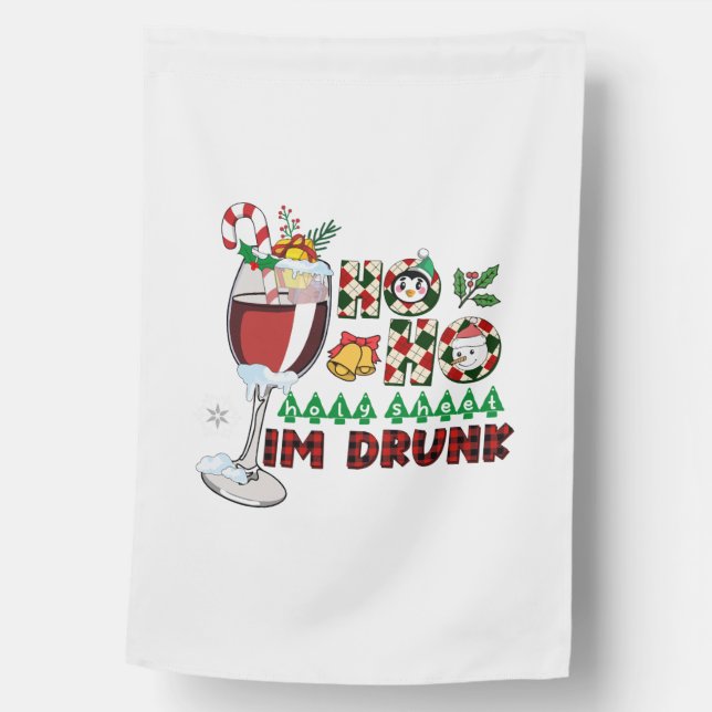 Xmas Gift Ho Ho Holy Sheet House Flag (Front)