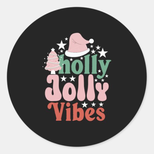 Xmas Gift Holly Jolly Vibes Classic Round Sticker