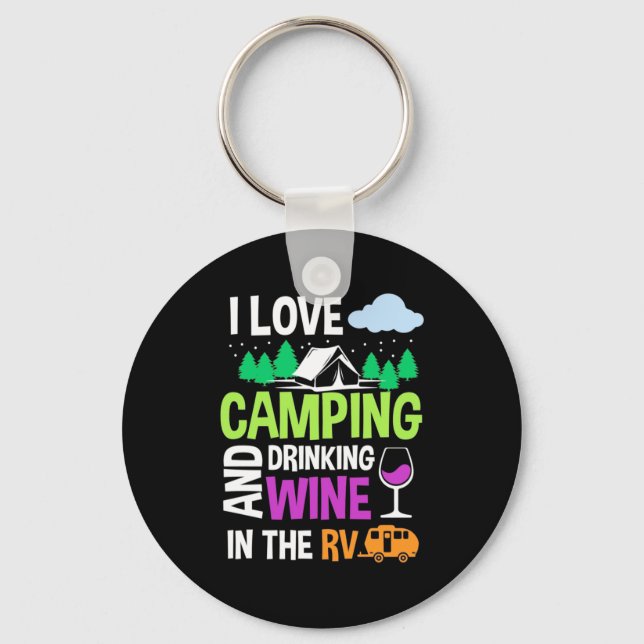 Xmas Gift | I Love Drinking Wine In The RV Keychain (Front)