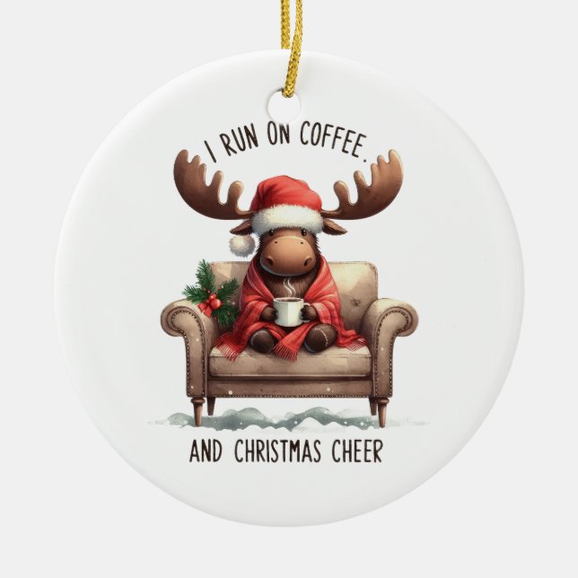 Xmas Gift I Run On Coffee Ceramic Ornament (Front)