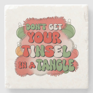Xmas Gift In A Tangle Stone Coaster