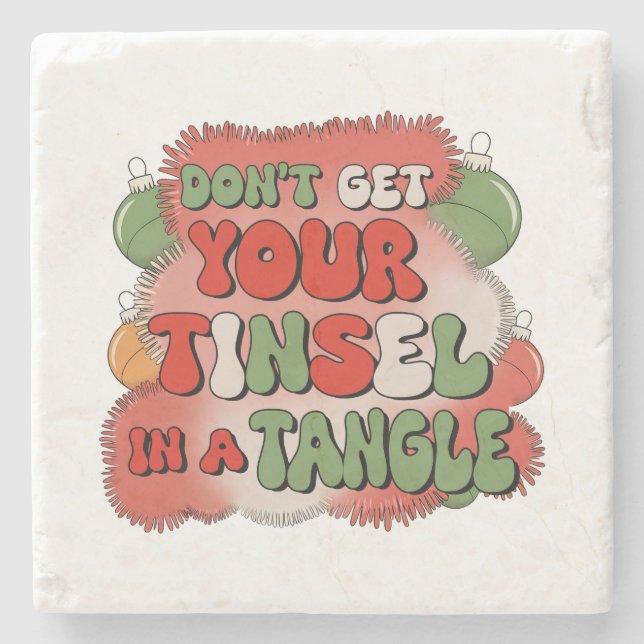 Xmas Gift In A Tangle Stone Coaster (Front)