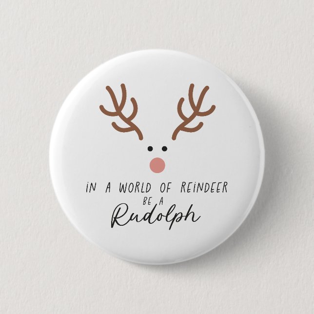 Xmas Gift In A World Of Reindeer Button (Front)