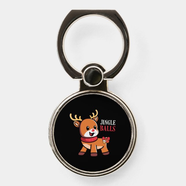 Xmas Gift Jingle Balls Reindeer Phone Ring Stand (Front)
