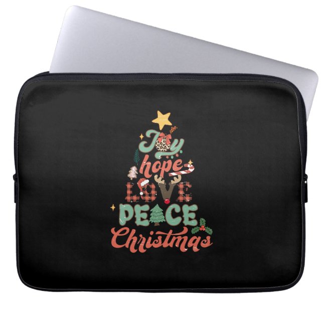 Xmas Gift Joy Hope Love Peace Christmas Tree Laptop Sleeve (Front)