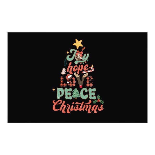 Xmas Gift Joy Hope Love Peace Christmas Tree Photo Print (Front)