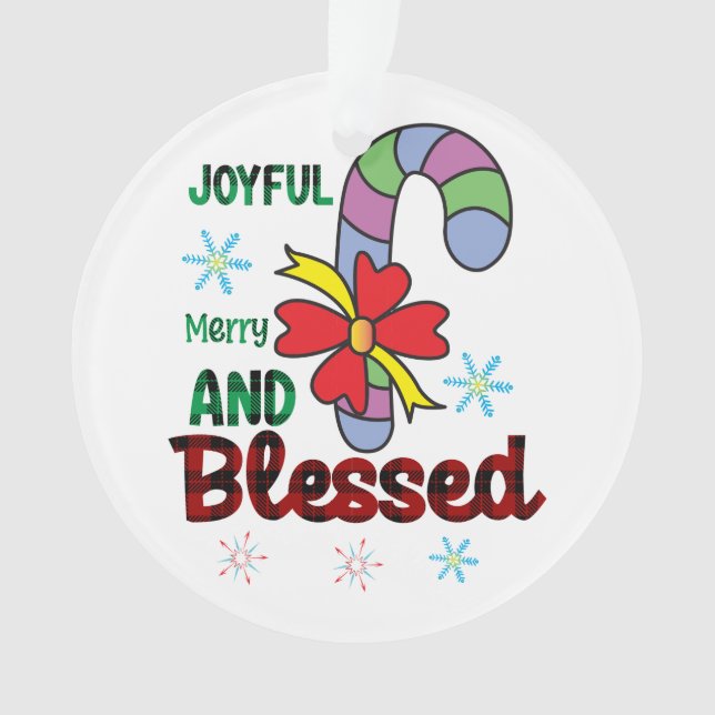 Xmas Gift Joyful Merry And Blessed Ornament (Front)