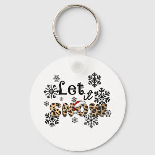 Xmas Gift Let It Snow Leopard Keychain