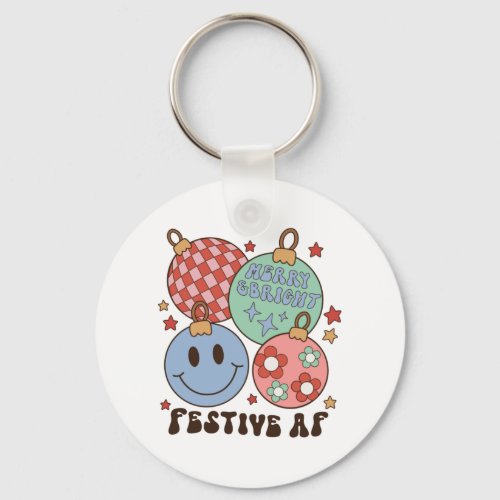 Xmas Gift Merry And Bright Festive AF Keychain