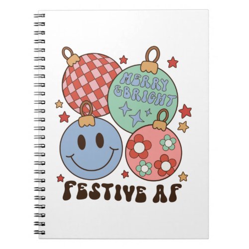 Xmas Gift Merry And Bright Festive AF Notebook