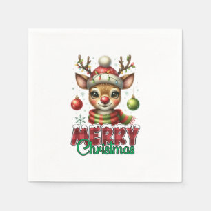 Xmas Gift Merry Christmas Reindeer Napkins