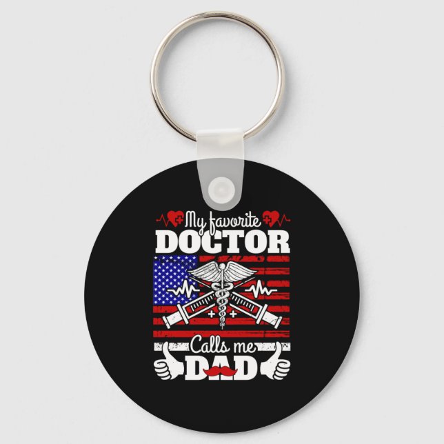 Xmas Gift | My Favorite Doctor Calls Me Dad Keychain (Front)