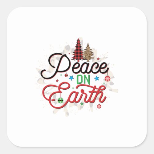 Xmas Gift Peace On Earth Square Sticker