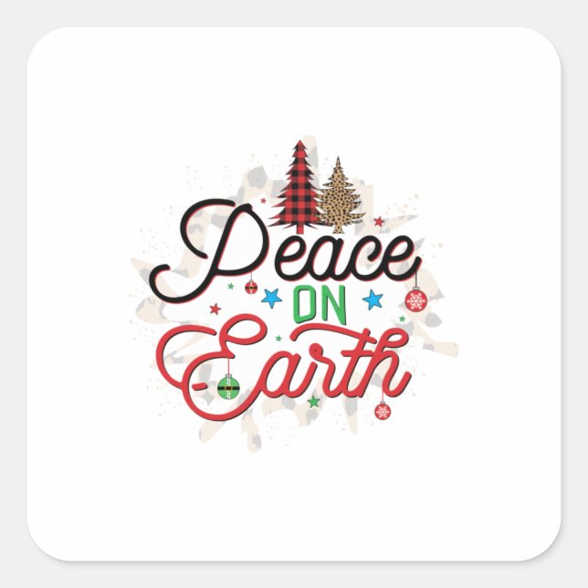 Xmas Gift Peace On Earth Square Sticker (Front)